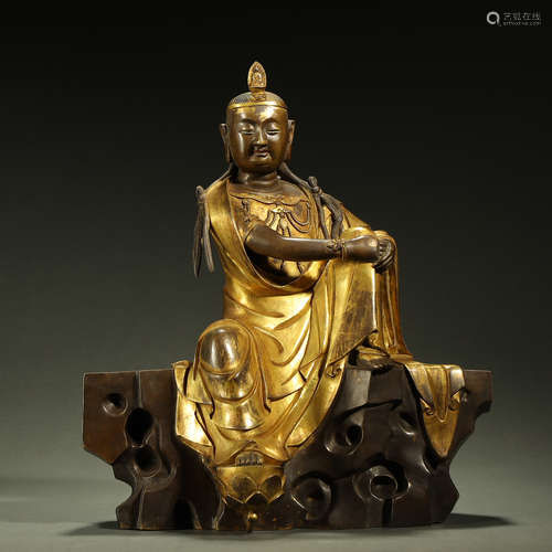 MING DYNASTY,A RARE GILT-BRONZE BUDDHA STATUE