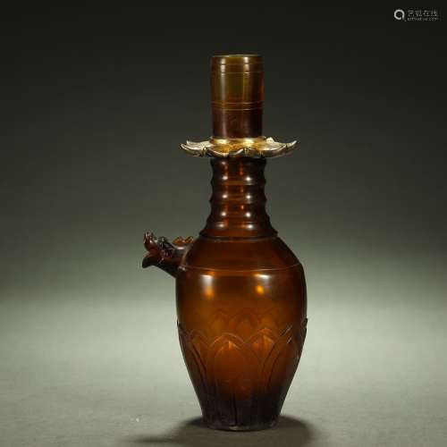 QING DYNASTY,BROWN GLASS VASE