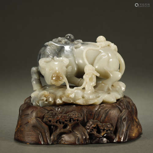 QING DYNASTY,HETIAN JADE CARVED ORNAMENT