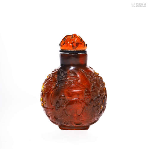 An Amber Carving Snuff Bottle