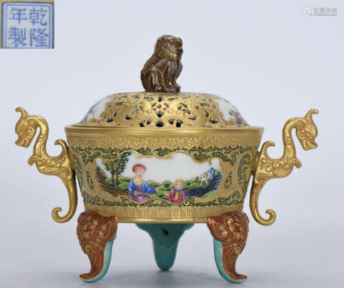 QIANLONG MARK ENAMELED GLAZE CENSERS