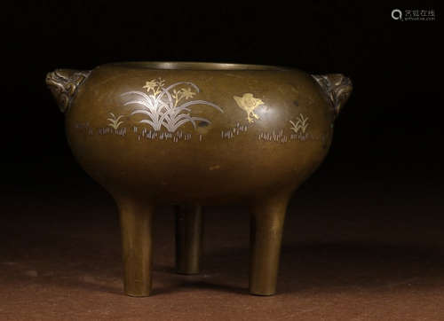 COPPER CAST DOUBLE EAR CENSER