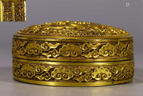 GILT BRONZE CAST DRAGON BOX WITH COVER