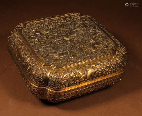 GILT BRONZE CAST BOX WITH COVER