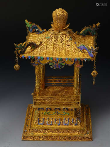 GILT SILVER CAST PAGODA