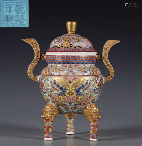 QIANLONG MARK ENAMELED GLAZE CENSER