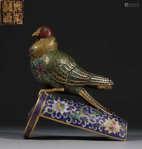 CLOISONNE CAST BIRD SHAPED ORNAMENT