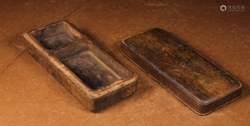 ZITAN WOOD CARVED BOX WITH COVER