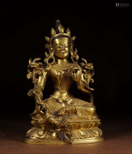 GILT BRONZE CAST TARA BUDDHA STATUE