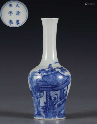 KANGXI MARK BLUE&WHITE GLAZE VASE