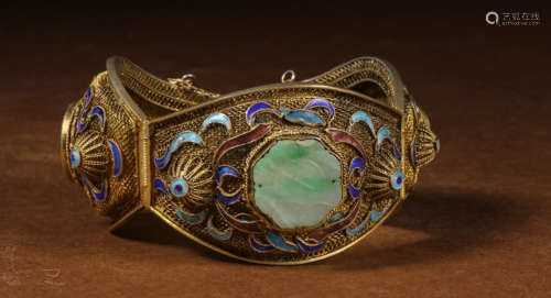 GILT SILVER ENAMELING BLUE BANGLE