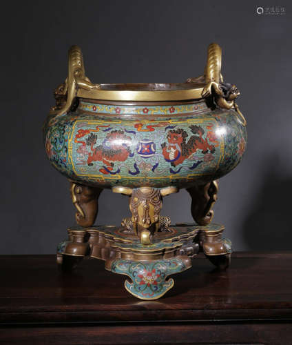 XUANDE MARK CLOISONNE CAST CENSER