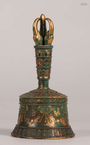 FAUX BRONZE GLAZE CARVED BELL