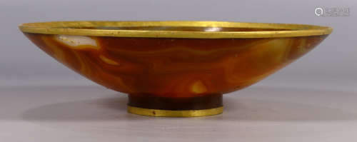 AGATE WITH GILT DECORATED BOWL