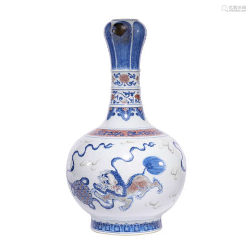 Chinese Porcelain Copper-Red & Underglazed-Blue Vase Marked ...