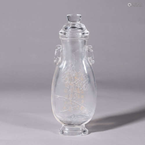 An inscribed plum blossom crystal vase