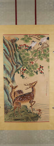 A Chinese deer painting, Shenquan mark