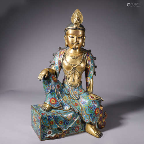 A cloisonne Guanyin bodhisattva statue