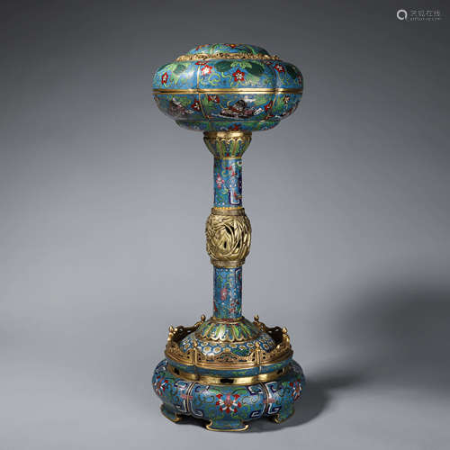 An interlocking flower patterned cloisonne incense burner