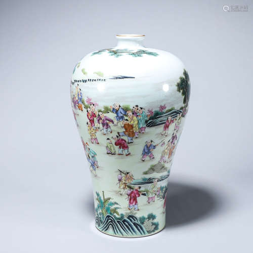 A famille rose figure porcelain meiping