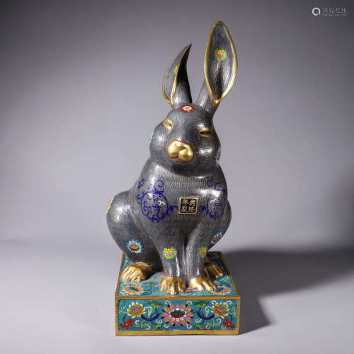 A cloisonne rabbit ornament