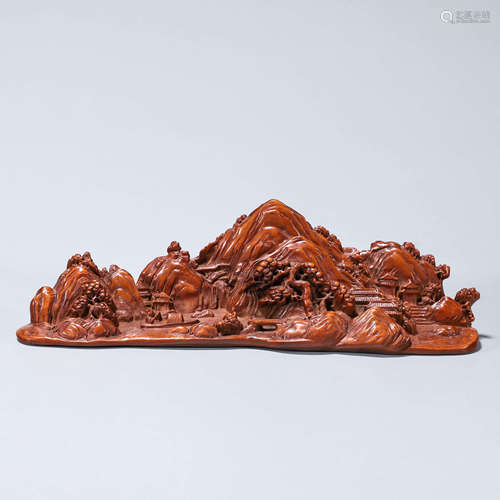 A boxwood carved brush stand