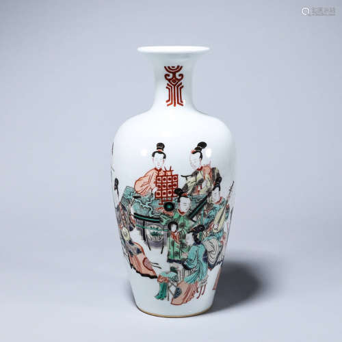 A multicolored figure porcelain vase