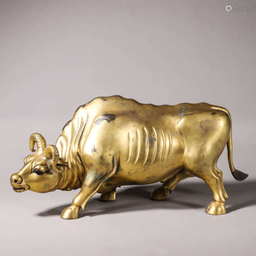A gilding copper ox ornament