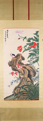 A Chinese bird-and-flower painting, Xie Zhiliu mark