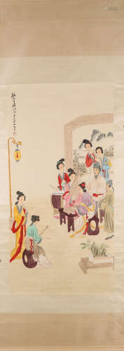 A Chinese figure painting, Zhang Daqian mark