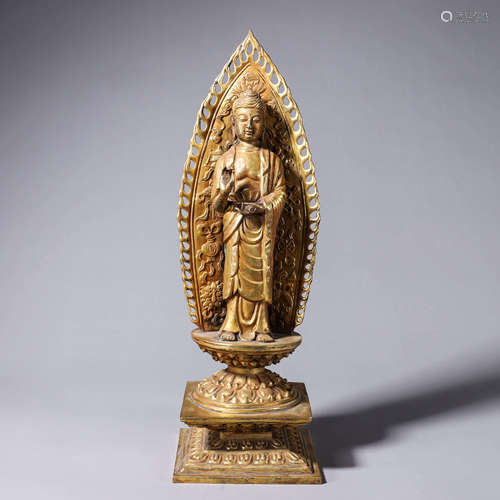 A gilding copper Sakyamuni buddha statue