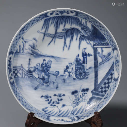A blue and white figure porcelain plate