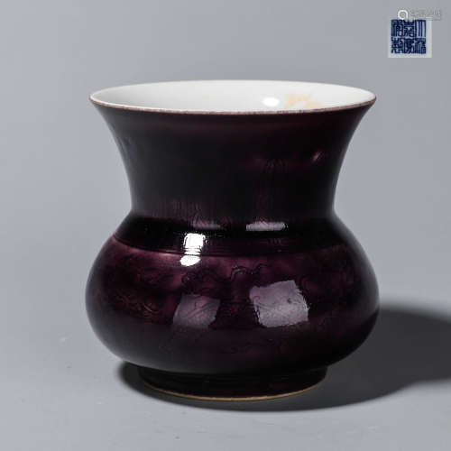 A glazed dragon and phoenix porcelain beaker vase