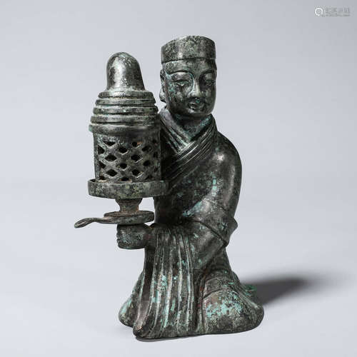 A bronze palace lamp