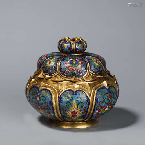 A flower cloisonne incense burner