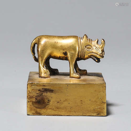 A gilding copper rhinoceros seal