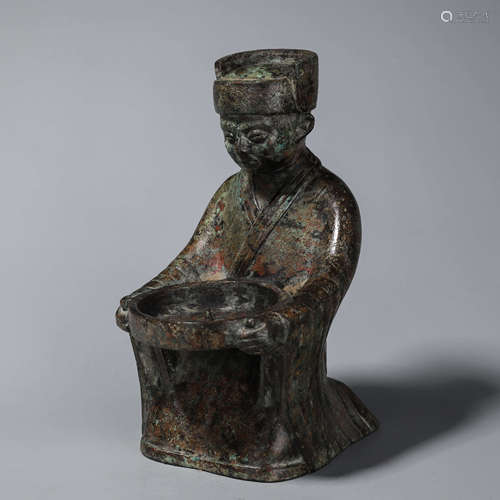 A bronze figure lamp stand