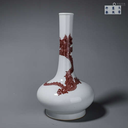 An underglazed red dragon porcelain vase