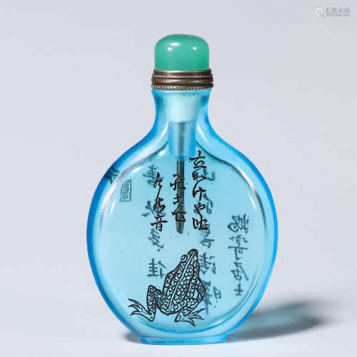 A toad inscribed glass snuff bottle