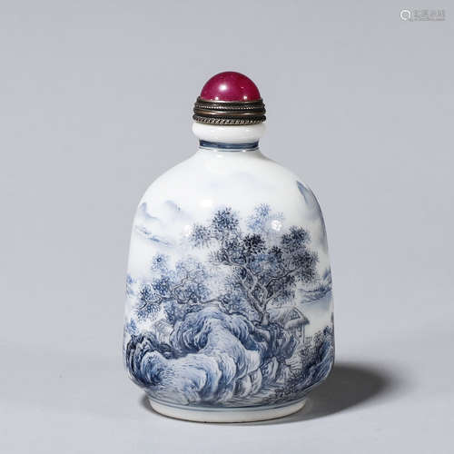 A landscape porcelain snuff bottle