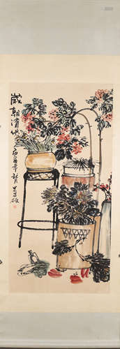 A Chinese flower-and-plant painting, Wu Changshuo mark