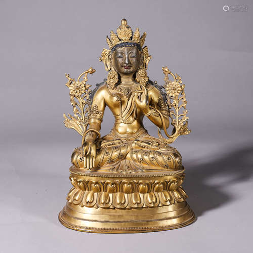 A gilding copper tara buddha statue