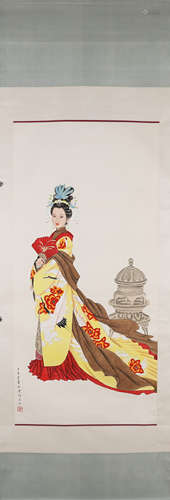 A Chinese figure painting, Wang Meifang mark