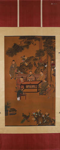 A Chinese figure painting, Yu Zhiding mark