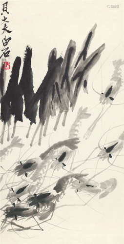 齐白石(1864-1957) 茨菇游虾图