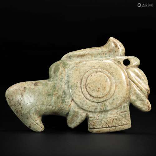 Jade Ornament in bird form from HongShan Culture