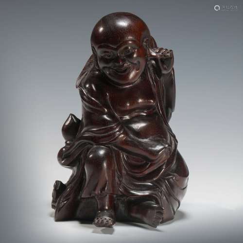Wood Carved Ornament in human Statue from Qing