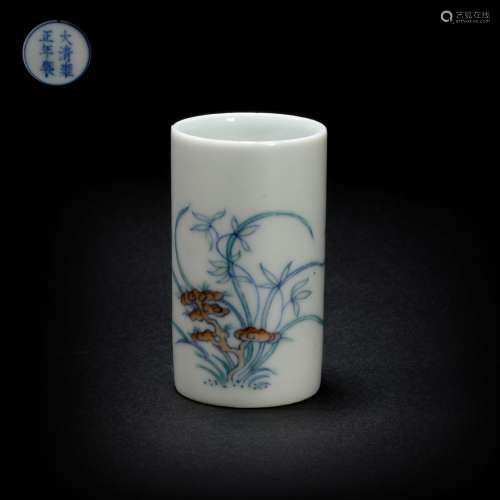 Kiln Cup in flower and Grass Grain from Qing