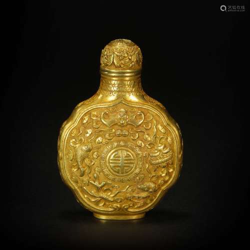 Golden Snuff  Bottle from Qing