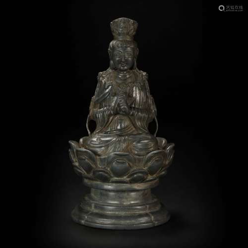 Coal Crystal Buddha Statue from Liao